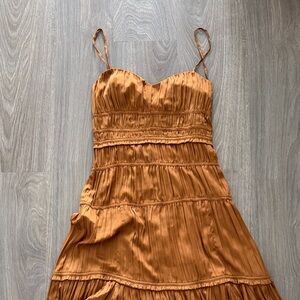 Anthropologie Rust-Toned Strapless Tiered Dress